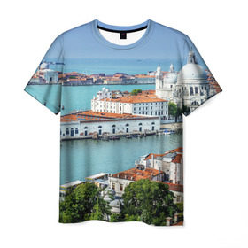 Мужская футболка 3D с принтом Венеция , 100% полиэфир | прямой крой, круглый вырез горловины, длина до линии бедер | 