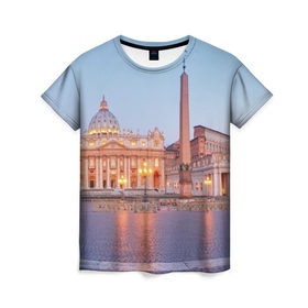 Женская футболка 3D с принтом Рим , 100% полиэфир ( синтетическое хлопкоподобное полотно) | прямой крой, круглый вырез горловины, длина до линии бедер | europe | italy | rome | vatican | архитектура | ватикан | европа | ес | италия | обелиск | папа римский | площадь святого петра | рим | собор