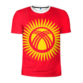 Мужская футболка 3D спортивная с принтом Киргизия , 100% полиэстер с улучшенными характеристиками | приталенный силуэт, круглая горловина, широкие плечи, сужается к линии бедра | азия | нации | страна | флаг