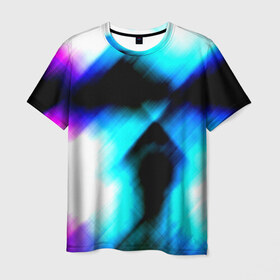 Мужская футболка 3D с принтом Заштриховка , 100% полиэфир | прямой крой, круглый вырез горловины, длина до линии бедер | Тематика изображения на принте: пятна | размытый | цветной | яркий