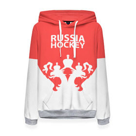Женская толстовка 3D с принтом Russia Hockey , 100% полиэстер  | двухслойный капюшон со шнурком для регулировки, мягкие манжеты на рукавах и по низу толстовки, спереди карман-кенгуру с мягким внутренним слоем. | hockey | ru | rus | russia | russian | россия | сборная | хоккей