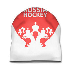 Шапка 3D с принтом Russia Hockey , 100% полиэстер | универсальный размер, печать по всей поверхности изделия | hockey | ru | rus | russia | russian | россия | сборная | хоккей