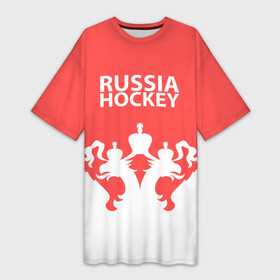 Платье-футболка 3D с принтом Russia Hockey ,  |  | hockey | ru | rus | russia | russian | россия | сборная | хоккей