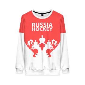 Женский свитшот 3D с принтом Russia Hockey , 100% полиэстер с мягким внутренним слоем | круглый вырез горловины, мягкая резинка на манжетах и поясе, свободная посадка по фигуре | hockey | ru | rus | russia | russian | россия | сборная | хоккей