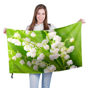 Флаг 3D с принтом Ландыши , 100% полиэстер | плотность ткани — 95 г/м2, размер — 67 х 109 см. Принт наносится с одной стороны | весна | ландыш | цветок
