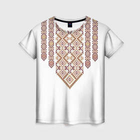 Женская футболка 3D с принтом Вышивка , 100% полиэфир ( синтетическое хлопкоподобное полотно) | прямой крой, круглый вырез горловины, длина до линии бедер | ukraine | вышивка | украина