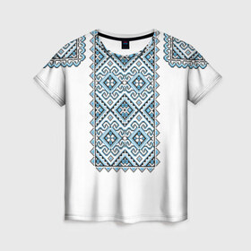 Женская футболка 3D с принтом Вышивка 7 , 100% полиэфир ( синтетическое хлопкоподобное полотно) | прямой крой, круглый вырез горловины, длина до линии бедер | ukraine | вышивка | украина