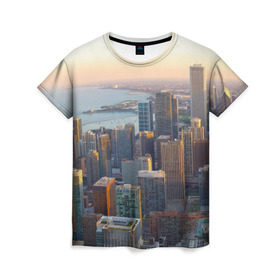 Женская футболка 3D с принтом Нью-Йорк , 100% полиэфир ( синтетическое хлопкоподобное полотно) | прямой крой, круглый вырез горловины, длина до линии бедер | america | new york | usa | америка | высотки | мегаполис | нью йорк | столица мира | сша | штаты