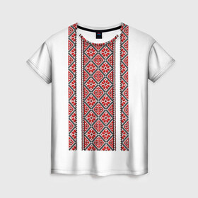 Женская футболка 3D с принтом Вышивка 13 , 100% полиэфир ( синтетическое хлопкоподобное полотно) | прямой крой, круглый вырез горловины, длина до линии бедер | ukraine | вышивка | украина