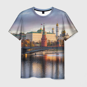 Мужская футболка 3D с принтом Россия , 100% полиэфир | прямой крой, круглый вырез горловины, длина до линии бедер | moscow | кремль | москва | столица