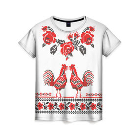 Женская футболка 3D с принтом Вышивка 25 , 100% полиэфир ( синтетическое хлопкоподобное полотно) | прямой крой, круглый вырез горловины, длина до линии бедер | ukraine | вышивка | украина