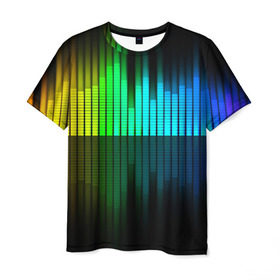 Мужская футболка 3D с принтом Эквалайзер , 100% полиэфир | прямой крой, круглый вырез горловины, длина до линии бедер | музыка | ритм | эквалайзер