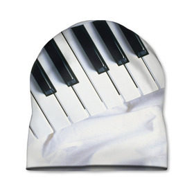 Шапка 3D с принтом Клавиши , 100% полиэстер | универсальный размер, печать по всей поверхности изделия | белая | клавиши | музыка | пианино | черная