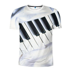 Мужская футболка 3D спортивная с принтом Клавиши , 100% полиэстер с улучшенными характеристиками | приталенный силуэт, круглая горловина, широкие плечи, сужается к линии бедра | белая | клавиши | музыка | пианино | черная