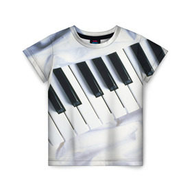 Детская футболка 3D с принтом Клавиши , 100% гипоаллергенный полиэфир | прямой крой, круглый вырез горловины, длина до линии бедер, чуть спущенное плечо, ткань немного тянется | белая | клавиши | музыка | пианино | черная