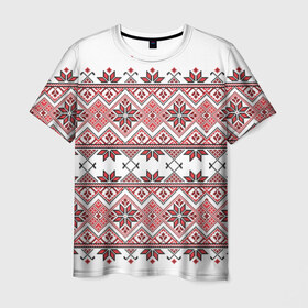 Мужская футболка 3D с принтом Вышивка 42 , 100% полиэфир | прямой крой, круглый вырез горловины, длина до линии бедер | belarus | беларусь | вышивка