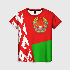 Женская футболка 3D с принтом Беларусь 2 , 100% полиэфир ( синтетическое хлопкоподобное полотно) | прямой крой, круглый вырез горловины, длина до линии бедер | Тематика изображения на принте: belarus | беларусь