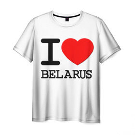 Мужская футболка 3D с принтом Люблю Беларусь 3 , 100% полиэфир | прямой крой, круглый вырез горловины, длина до линии бедер | belarus | love | беларусь | люблю