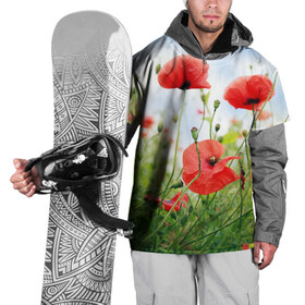 Накидка на куртку 3D с принтом Дикий мак , 100% полиэстер |  | Тематика изображения на принте: зелень | лето | луг | лужайка | мак | небо | облака | поле | полевые цветы | природа | растения | растительность