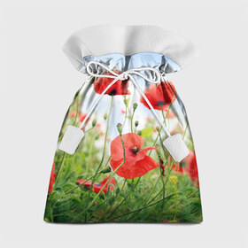 Подарочный 3D мешок с принтом Дикий мак , 100% полиэстер | Размер: 29*39 см | зелень | лето | луг | лужайка | мак | небо | облака | поле | полевые цветы | природа | растения | растительность