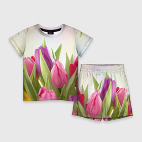 Детский костюм с шортами 3D с принтом Тюльпаны ,  |  | 8 марта | аромат | букет | вазон | великолепие | дача | девушки | женщины | краски | красота | куст | лужайка | милые цветы | огород | палитра | прелесть | радуга | растение | тюльпаны