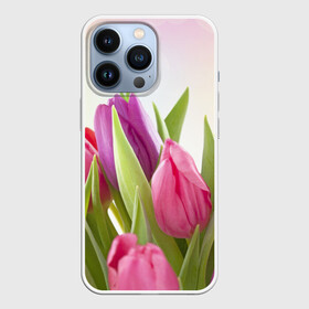Чехол для iPhone 13 Pro с принтом Тюльпаны ,  |  | Тематика изображения на принте: 8 марта | аромат | букет | вазон | великолепие | дача | девушки | женщины | краски | красота | куст | лужайка | милые цветы | огород | палитра | прелесть | радуга | растение | тюльпаны