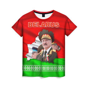 Женская футболка 3D с принтом Belarus 18 , 100% полиэфир ( синтетическое хлопкоподобное полотно) | прямой крой, круглый вырез горловины, длина до линии бедер | Тематика изображения на принте: belarus | беларусь | лукашенко | президент