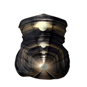 Бандана-труба 3D с принтом Бескрайний тоннель , 100% полиэстер, ткань с особыми свойствами — Activecool | плотность 150‒180 г/м2; хорошо тянется, но сохраняет форму | Тематика изображения на принте: железная дорога | иллюзия | коридор | свет в конце тоннеля | тоннель