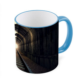 Кружка 3D с принтом Бескрайний тоннель , керамика | ёмкость 330 мл | железная дорога | иллюзия | коридор | свет в конце тоннеля | тоннель