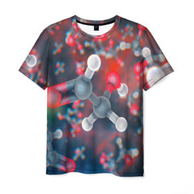 Мужская футболка 3D с принтом Малекула , 100% полиэфир | прямой крой, круглый вырез горловины, длина до линии бедер | вирус | клетка | макро | медицина | молекула