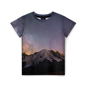 Детская футболка 3D с принтом Звездное небо , 100% гипоаллергенный полиэфир | прямой крой, круглый вырез горловины, длина до линии бедер, чуть спущенное плечо, ткань немного тянется | горы | звезды | космос | небо | ночь