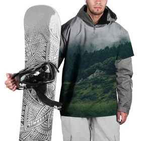 Накидка на куртку 3D с принтом Туманный лес , 100% полиэстер |  | Тематика изображения на принте: веткгоры | деревья | лес | туман