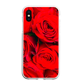 Чехол для iPhone XS Max матовый с принтом Розы , Силикон | Область печати: задняя сторона чехла, без боковых панелей | букет | красная | лепестки | роза | цветы