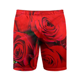 Мужские шорты 3D спортивные с принтом Розы ,  |  | букет | красная | лепестки | роза | цветы