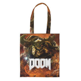 Сумка 3D повседневная с принтом Doom 4 Hell Cyberdemon , 100% полиэстер | Плотность: 200 г/м2; Размер: 34×35 см; Высота лямок: 30 см | Тематика изображения на принте: cyberdemon | demon | doom | hell | дум