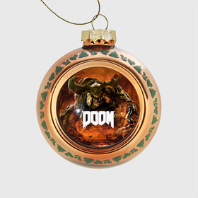 Стеклянный ёлочный шар с принтом Doom 4 Hell Cyberdemon , Стекло | Диаметр: 80 мм | Тематика изображения на принте: cyberdemon | demon | doom | hell | дум