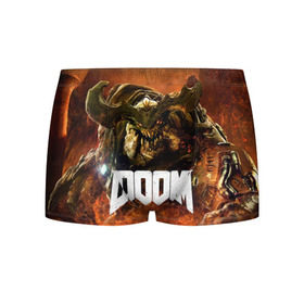 Мужские трусы 3D с принтом Doom 4 Hell Cyberdemon , 50% хлопок, 50% полиэстер | классическая посадка, на поясе мягкая тканевая резинка | Тематика изображения на принте: cyberdemon | demon | doom | hell | дум
