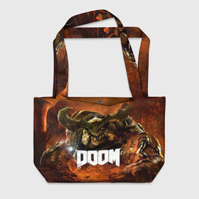 Пляжная сумка 3D с принтом Doom 4 Hell Cyberdemon , 100% полиэстер | застегивается на металлическую кнопку; внутренний карман застегивается на молнию. Стенки укреплены специальным мягким материалом, чтобы защитить содержимое от несильных ударов
 | cyberdemon | demon | doom | hell | дум