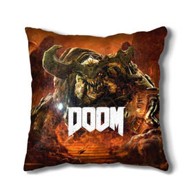 Подушка 3D с принтом Doom 4 Hell Cyberdemon , наволочка – 100% полиэстер, наполнитель – холлофайбер (легкий наполнитель, не вызывает аллергию). | состоит из подушки и наволочки. Наволочка на молнии, легко снимается для стирки | cyberdemon | demon | doom | hell | дум