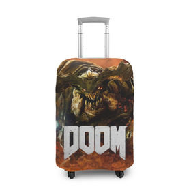 Чехол для чемодана 3D с принтом Doom 4 Hell Cyberdemon , 86% полиэфир, 14% спандекс | двустороннее нанесение принта, прорези для ручек и колес | Тематика изображения на принте: cyberdemon | demon | doom | hell | дум