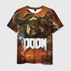 Мужская футболка 3D с принтом Doom 4 Hell Cyberdemon , 100% полиэфир | прямой крой, круглый вырез горловины, длина до линии бедер | Тематика изображения на принте: cyberdemon | demon | doom | hell | дум