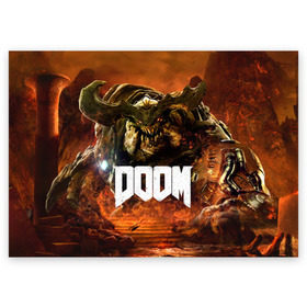 Поздравительная открытка с принтом Doom 4 Hell Cyberdemon , 100% бумага | плотность бумаги 280 г/м2, матовая, на обратной стороне линовка и место для марки
 | Тематика изображения на принте: cyberdemon | demon | doom | hell | дум