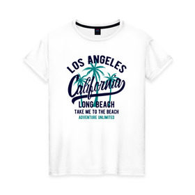 Женская футболка хлопок с принтом California , 100% хлопок | прямой крой, круглый вырез горловины, длина до линии бедер, слегка спущенное плечо | california