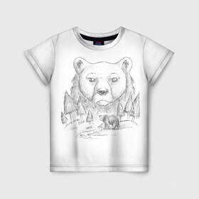 Детская футболка 3D с принтом Медведица , 100% гипоаллергенный полиэфир | прямой крой, круглый вырез горловины, длина до линии бедер, чуть спущенное плечо, ткань немного тянется | арт | лес | медведь | природа | рисунок