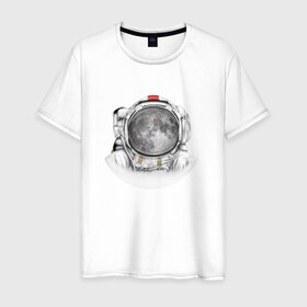 Мужская футболка хлопок с принтом Космонавт 1.1 , 100% хлопок | прямой крой, круглый вырез горловины, длина до линии бедер, слегка спущенное плечо. | 