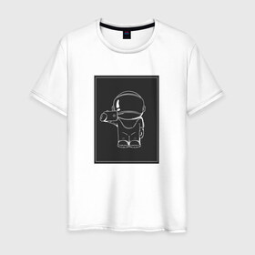 Мужская футболка хлопок с принтом Космонавт 5.5 , 100% хлопок | прямой крой, круглый вырез горловины, длина до линии бедер, слегка спущенное плечо. | 