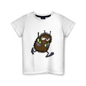 Детская футболка хлопок с принтом Вонючка Стинки с бутылками , 100% хлопок | круглый вырез горловины, полуприлегающий силуэт, длина до линии бедер | Тематика изображения на принте: муми тролль