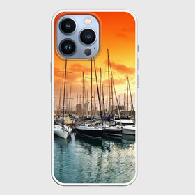 Чехол для iPhone 13 Pro с принтом Barcelona ,  |  | barcelona | spain | барселона | европа | закат | испания | каталония | море | парусник | фрегат | яхта