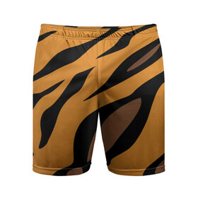 Мужские шорты 3D спортивные с принтом Шерсть тигра ,  |  | оранжевый | текстура | тигр
