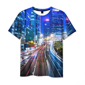 Мужская футболка 3D с принтом Гонконг , 100% полиэфир | прямой крой, круглый вырез горловины, длина до линии бедер | asia | china | hong kong | night city | азия | гонконг | движение | жизнь | китай | кнр | ночной город | пекин | трафик | финансовый центр мира | центр торговли